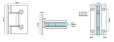 Purity Showerscreens wall to glass hinge HEAVY DUTY / SQUARE EDGE - Chrome